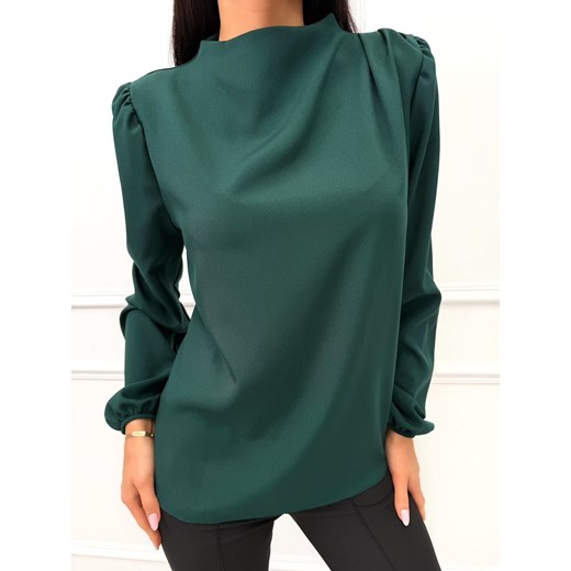 Ciemnozielona Elegancka Bluzka ze Stójką Modnakiecka.pl 42 ModnaKiecka.pl