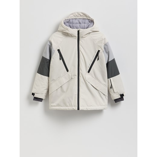Reserved - Ocieplana kurtka z kapturem - jasnoszary ze sklepu Reserved w kategorii Kurtki chłopięce - zdjęcie 187910853
