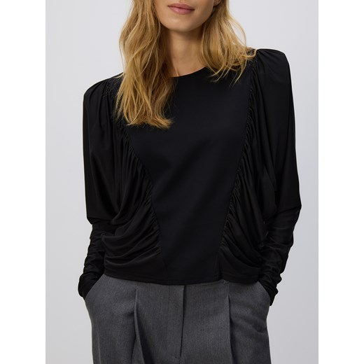 Reserved - Bluzka z poduszkami na ramionach - czarny ze sklepu Reserved w kategorii Bluzki damskie - zdjęcie 187912443