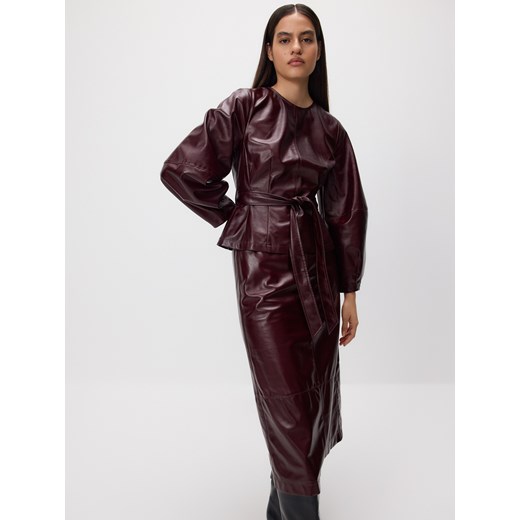 Reserved - Spódnica z imitacji skóry - bordowy ze sklepu Reserved w kategorii Spódnice - zdjęcie 187912484