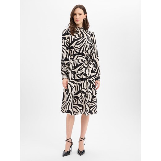 More & More Damska sukienka midi Kobiety Sztuczne włókno beżowy wzorzysty ze sklepu vangraaf w kategorii Sukienki - zdjęcie 187912800