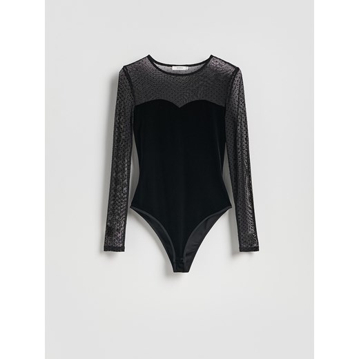 Reserved - Body z siateczkowymi wstawkami - czarny ze sklepu Reserved w kategorii Body damskie - zdjęcie 187913411