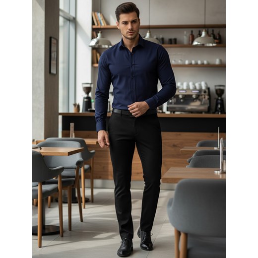 Koszula męska elegancka granatowa Dstreet DX2477 ze sklepu DSTREET.PL w kategorii Koszule męskie - zdjęcie 187913830