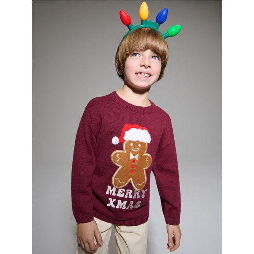 Sinsay - Świąteczny sweter z pierniczkiem - bordowy Sinsay 122 (6-7 l) Sinsay