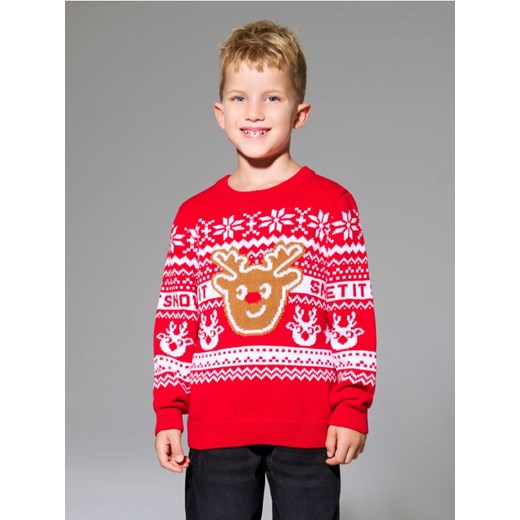 Sinsay - Świąteczny sweter z reniferem - czerwony ze sklepu Sinsay w kategorii Swetry chłopięce - zdjęcie 187915820