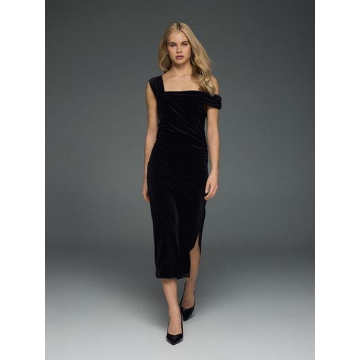 Reserved - Welurowa sukienka midi - czarny Reserved S Reserved