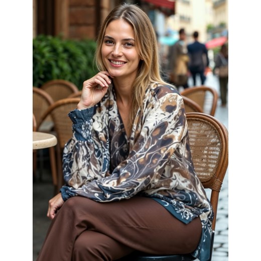 Bluzka z artystycznym printem Potis & Verso Tera ze sklepu Eye For Fashion w kategorii Bluzki damskie - zdjęcie 187916631