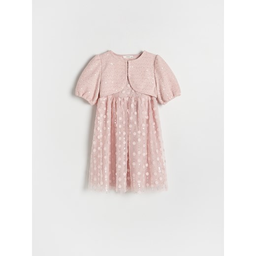 Reserved - Wzorzysta sukienka z bolerkiem - różowy ze sklepu Reserved w kategorii Sukienki dziewczęce - zdjęcie 187917224