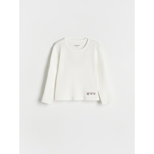 Reserved - Bawełniana bluzka z haftem - złamana biel ze sklepu Reserved w kategorii Bluzki dziewczęce - zdjęcie 187917312