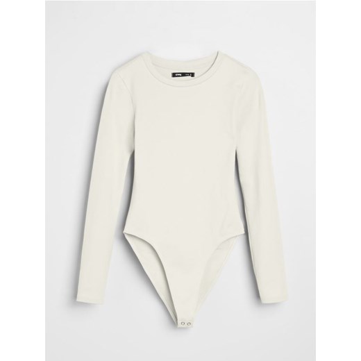 Sinsay - Body z długimi rękawami - kremowy ze sklepu Sinsay w kategorii Bluzki damskie - zdjęcie 187917454
