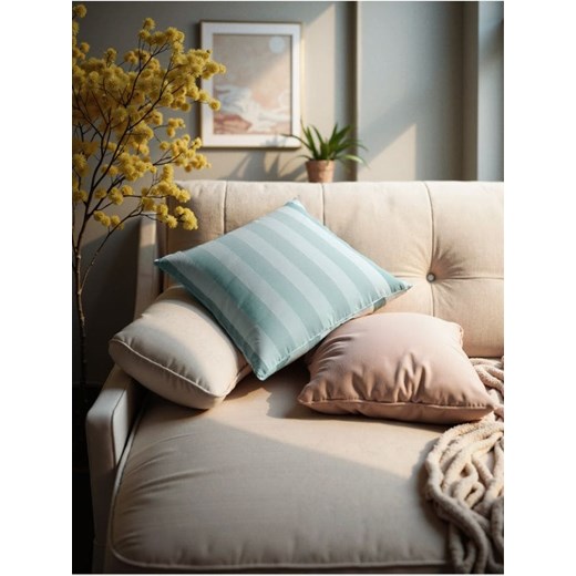 Sinsay - Satynowa poduszka w żakardowe pasy - zielony ze sklepu Sinsay w kategorii Poduszki dekoracyjne - zdjęcie 187917461