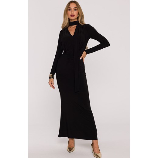 Sukienka damska maxi z szarfą czarna M891, Kolor czarny, Rozmiar L, MOE ze sklepu Primodo w kategorii Sukienki - zdjęcie 187917870