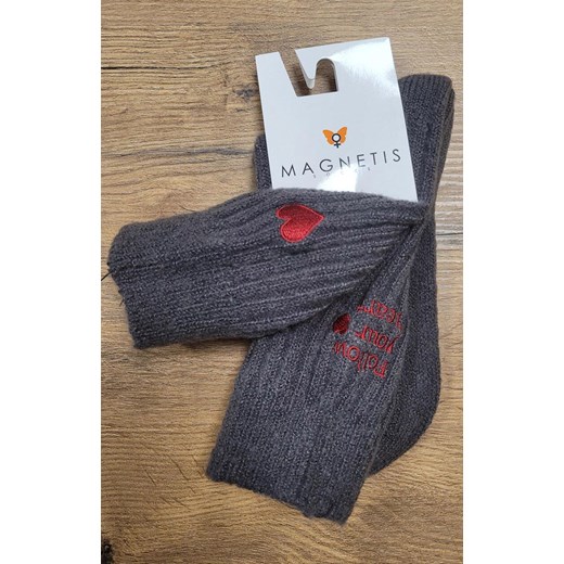 Skarpety damskie z aplikacją grfaitowe CO-5057, Kolor grafitowy, Rozmiar uniwersalny, Magnetis ze sklepu Intymna w kategorii Skarpetki damskie - zdjęcie 187918252