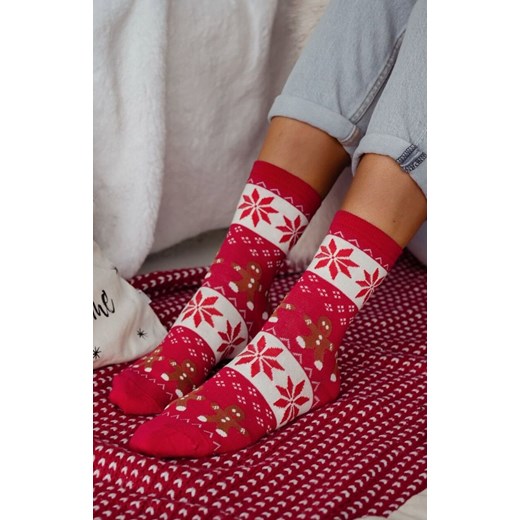 Skarpetki damskie świąteczne czerwone Ciastka 1283.040, Kolor czerwony-wzór, Rozmiar 37-41, Milena ze sklepu Intymna w kategorii Skarpetki damskie - zdjęcie 187918301