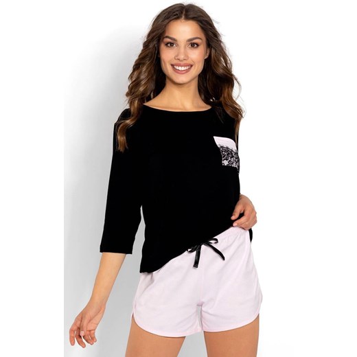 Bawełniana piżama damska dwuczęściowa Amanda, Kolor czarno-różowy, Rozmiar S, Momenti per me ze sklepu Intymna w kategorii Piżamy damskie - zdjęcie 187918330