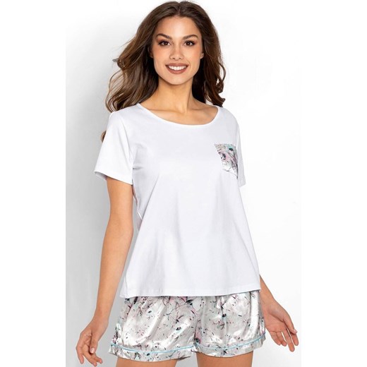 Krótka piżama damska Happiness, Kolor biało-szary, Rozmiar S, Momenti per me ze sklepu Intymna w kategorii Piżamy damskie - zdjęcie 187918371