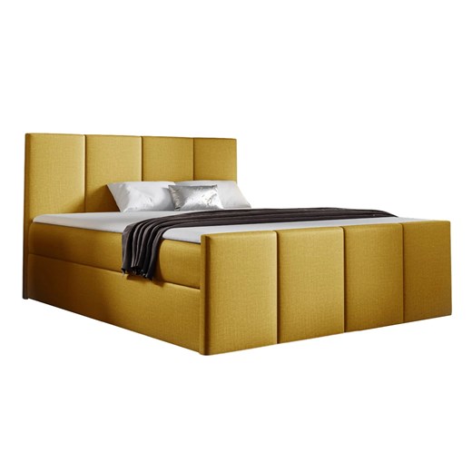 Musztardowe łóżko welurowe 5 rozmiarów N4-T85 ze sklepu Edinos.pl w kategorii Łóżka i materace - zdjęcie 187918524