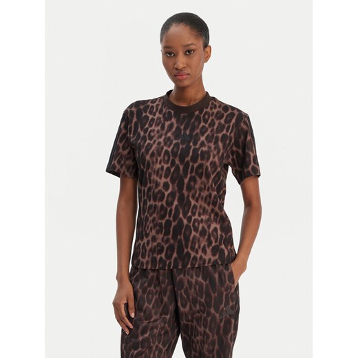 adidas T-Shirt Seasonal Essentials Leopard Print JZ0200 Brązowy Regular Fit ze sklepu MODIVO w kategorii Bluzki damskie - zdjęcie 187919332