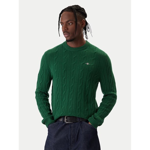 Gant Sweter 8050213 Zielony Regular Fit ze sklepu MODIVO w kategorii Swetry męskie - zdjęcie 187919341
