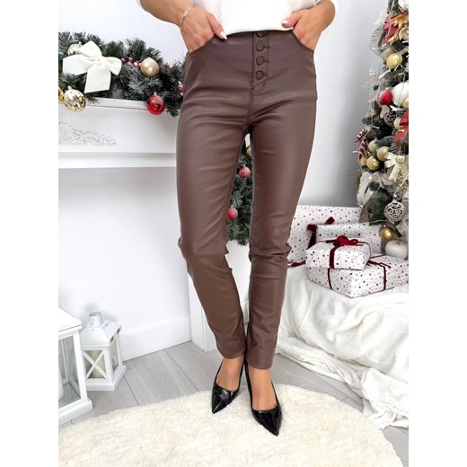 Czekoladowe Woskowane Spodnie ze sklepu ModnaKiecka.pl w kategorii Spodnie damskie - zdjęcie 187920081