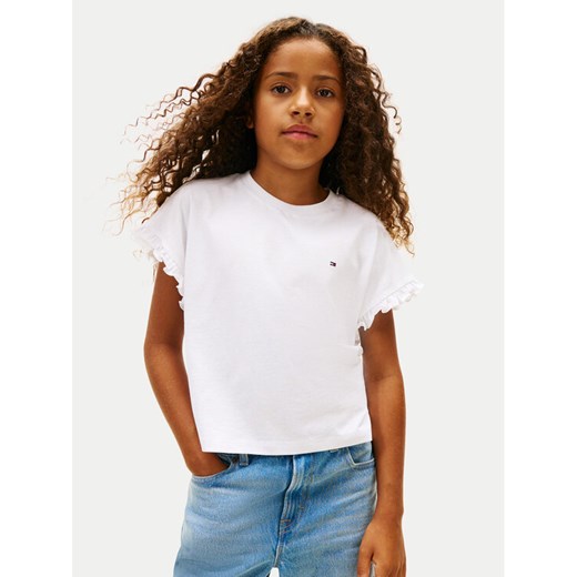 Tommy Hilfiger T-Shirt KG0KG08970 D Biały Regular Fit ze sklepu MODIVO w kategorii Bluzki dziewczęce - zdjęcie 187922941