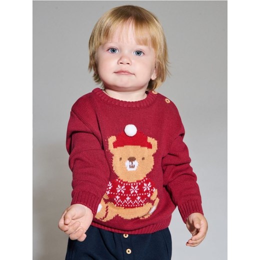 Sinsay - Świąteczny sweter z misiem w sweterku - bordowy ze sklepu Sinsay w kategorii Bluzy i swetry - zdjęcie 187923834