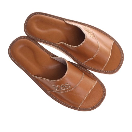 Skórzane męskie klapki domowe z Podhala /D3-1 18534 S196/ ze sklepu Pantofelek24.pl w kategorii Klapki męskie - zdjęcie 187923851