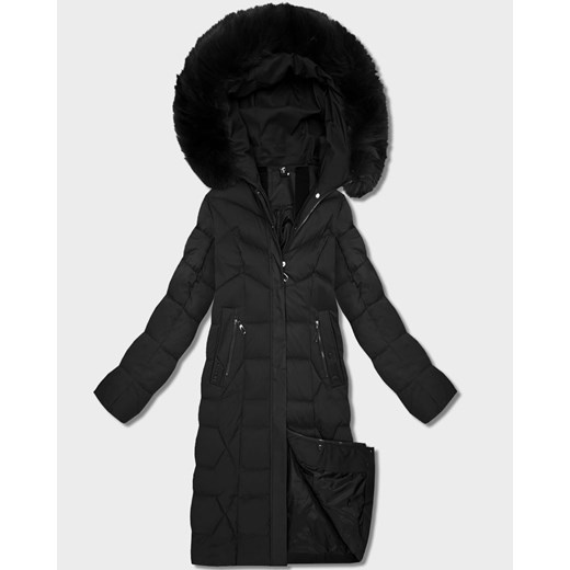 Długa kurtka damska z kapturem czarna (7665#-F06) ze sklepu goodlookin.pl w kategorii Kurtki damskie - zdjęcie 187924590