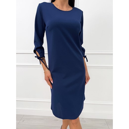 Granatowa Klasyczna Sukienka ze sklepu ModnaKiecka.pl w kategorii Sukienki - zdjęcie 187924712