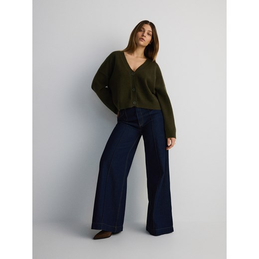 Reserved - Kardigan z domieszką wełny - ciemnozielony Reserved S wyprzedaż Reserved