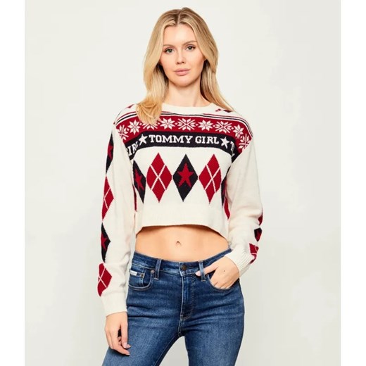 Tommy Hilfiger Wełniany sweter | Cropped Fit ze sklepu Gomez Fashion Store w kategorii Swetry damskie - zdjęcie 187925101