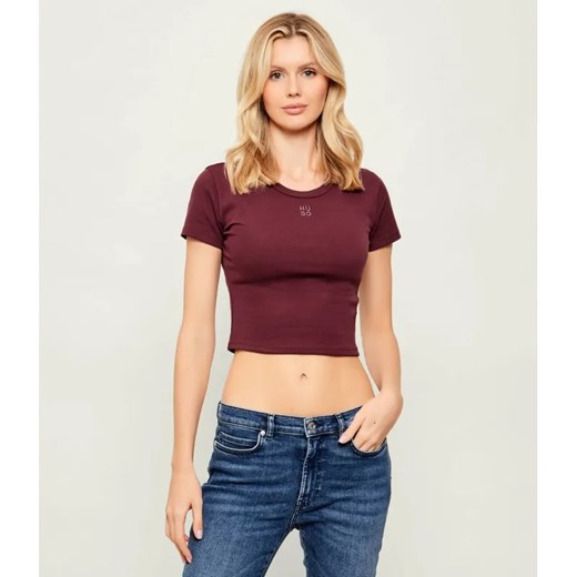 HUGO T-shirt Delanor | Cropped Fit ze sklepu Gomez Fashion Store w kategorii Bluzki damskie - zdjęcie 187926920
