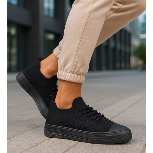 Czarne elastyczne trampki damskie /H2 18491 W6/ ze sklepu Pantofelek24.pl w kategorii Trampki damskie - zdjęcie 187927141