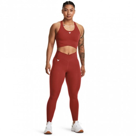 Damskie legginsy treningowe Under Armour Project Rock LG Crossover Ankle Leggins - brązowe ze sklepu Sportstylestory.com w kategorii Spodnie damskie - zdjęcie 187927232