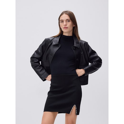 Reserved - Spódnica mini z rozcięciem - czarny ze sklepu Reserved w kategorii Spódnice - zdjęcie 187927894