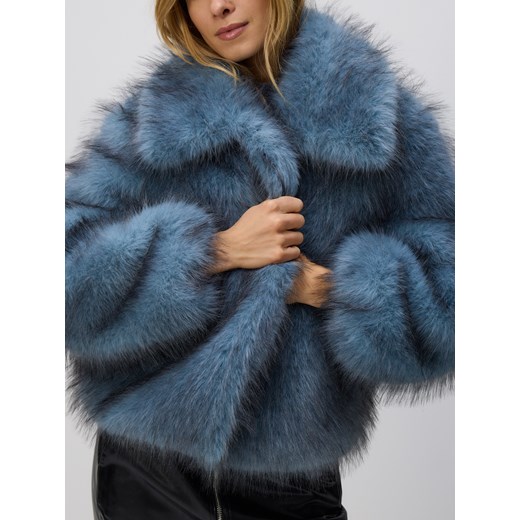 Reserved - Sztuczne futerko z kołnierzem - niebieski Reserved XXL Reserved
