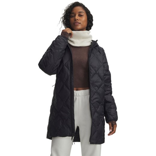 Damski płaszcz puchowy pikowany Under Armour Legend Down - czarna ze sklepu Sportstylestory.com w kategorii Kurtki damskie - zdjęcie 187930843