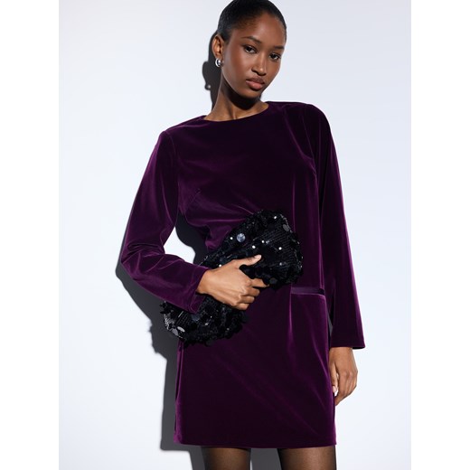 Mohito - Welurowa bordowa sukienka mini - kasztanowy Mohito 44 Mohito okazja