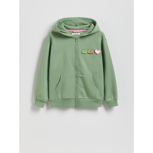 Reserved - Bluza z aplikacją Boffie & Poko - zielony ze sklepu Reserved w kategorii Bluzy dziewczęce - zdjęcie 187936082