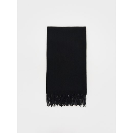 Reserved - Gładki szal z frędzlami - czarny Reserved ONE SIZE okazja Reserved
