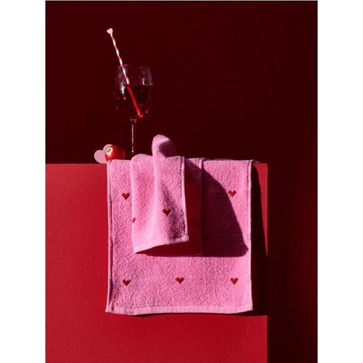 Sinsay - Bawełniane ręczniki w serca 2 pack - różowy ze sklepu Sinsay w kategorii Ręczniki - zdjęcie 187937631