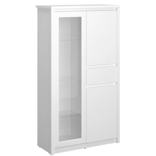 Biała niska witryna skandynawska do salonu i jadalni E1-R92 ze sklepu Edinos.pl w kategorii Regały i witryny - zdjęcie 187939192