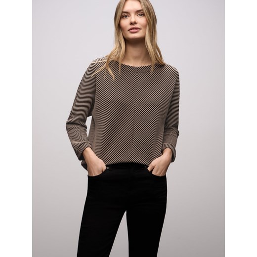 Street One Damska koszulka z długim rękawem Kobiety taupe w paski ze sklepu vangraaf w kategorii Bluzki damskie - zdjęcie 187939992