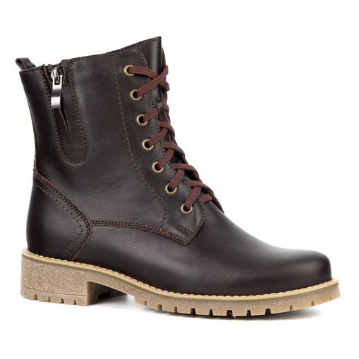 Damskie botki Lauren skóra naturalna ocieplane wełną  ciemno brązowe ze sklepu butyolivier w kategorii Botki - zdjęcie 187942250