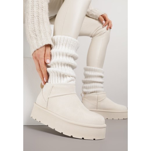 Beżowe Mocno Ocieplane Śniegowce Wsuwane na Grubej Podeszwie Oriphesi ze sklepu born2be.pl w kategorii Śniegowce damskie - zdjęcie 187942360