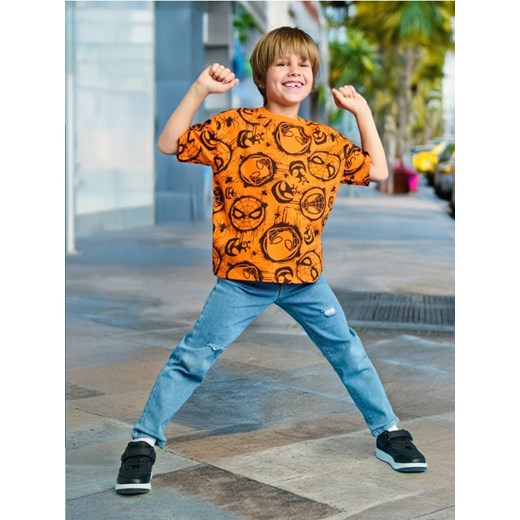 Sinsay - Bawełniana koszulka z krótkim rękawem Spider-Man - pomarańczowy ze sklepu Sinsay w kategorii T-shirty chłopięce - zdjęcie 187943053