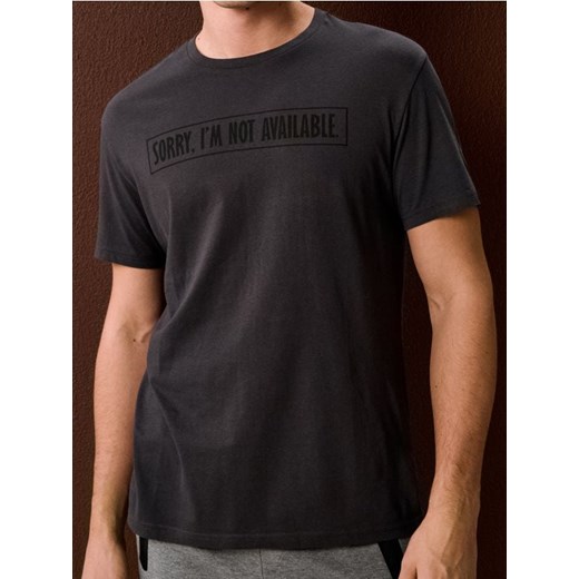 Sinsay - Bawełniana koszulka z napisem - szary ze sklepu Sinsay w kategorii T-shirty męskie - zdjęcie 187943113