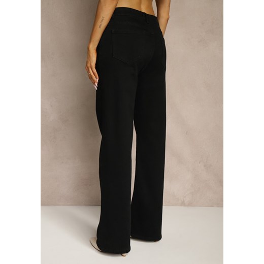 Czarne Jeansy Wide Leg High Waist z Bawełną i Domieszką Wiskozy Zozelia Renee L okazyjna cena renee.pl