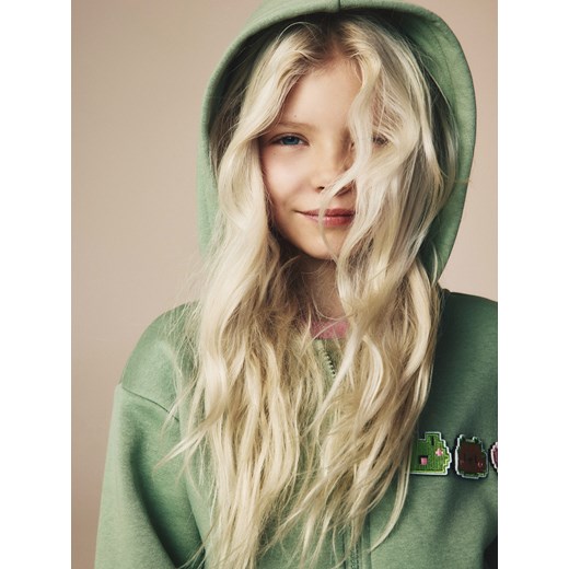 Reserved - Bluza z aplikacją Boffie & Poko - zielony ze sklepu Reserved w kategorii Bluzy dziewczęce - zdjęcie 187947661