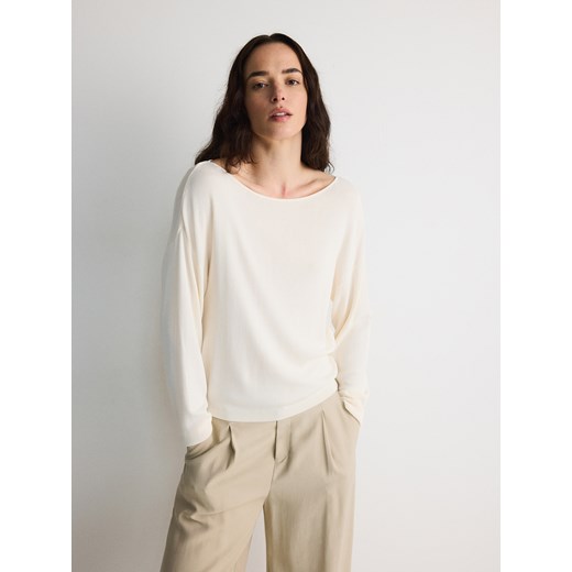Reserved - Sweter z wiskozą - kremowy ze sklepu Reserved w kategorii Swetry damskie - zdjęcie 187947671